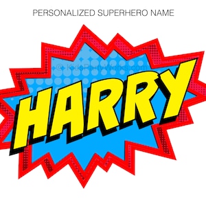 Nombre de Superhéroe - Superhéroe Cumpleaños -Superhéroe Nombre - Superhéroe Fiesta -Superhéroe Decoraciones - Nombre Personalizado