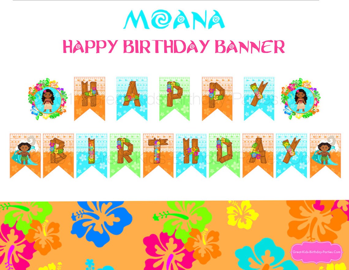 MOANA BIRTHDAY Banner MOANA Banner Happy Birthday Moana | Etsy