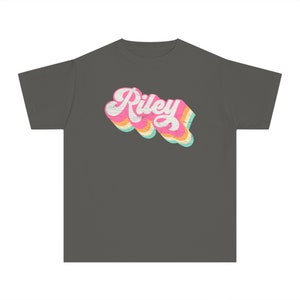 Personalized Shirt for Kids, Retro Groovy Girls Custom Name Youth Tee, Kids Name Shirt Birthday T-Shirt, Comfort Colors Girl Name Gift Pepper