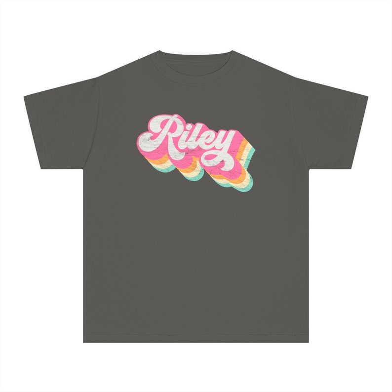 Personalized Shirt for Kids, Retro Groovy Girls Custom Name Youth Tee, Kids Name Shirt Birthday T-Shirt, Comfort Colors Girl Name Gift Pepper