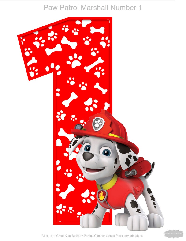 Paw Patrol Centerpiece Number 1 Paw Patrol Birthday Paw Etsy