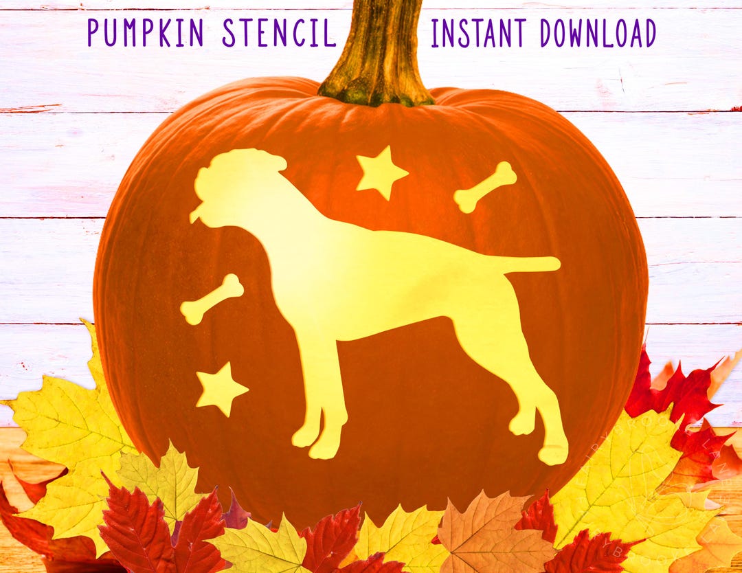 Dog Pumpkin Stencil, Boxer Printable Stencil, Jack O' Lantern, Pumpkin ...