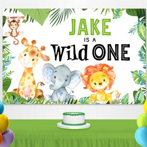 Safari Backdrop l Safari Birthday l Jungle Birthday l Jungle Banner l Wild One l Birthday Backdrop l Custom Printable Digital Backdrop image 2