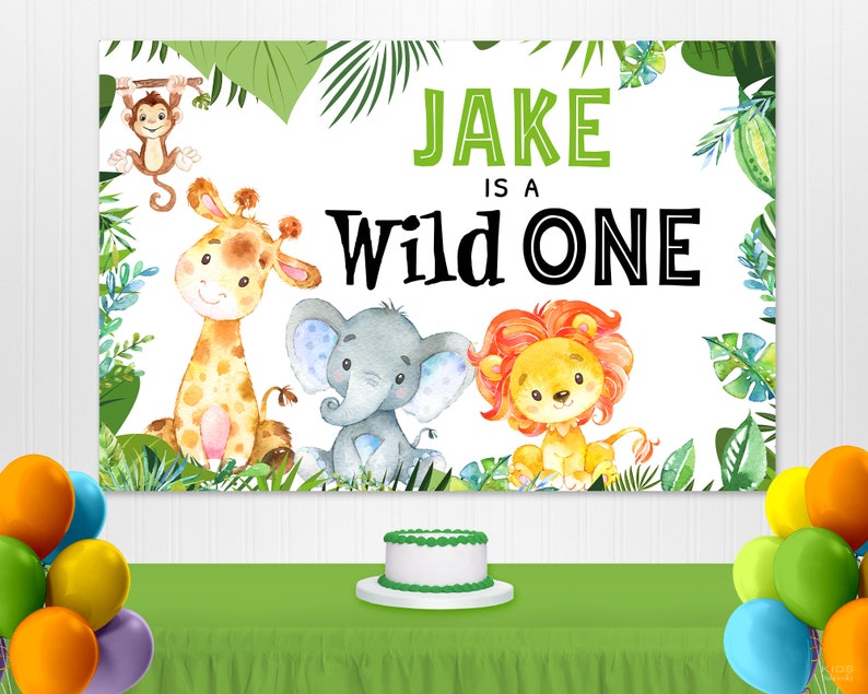 Safari Backdrop l Safari Birthday l Jungle Birthday l Jungle Banner l Wild One l Birthday Backdrop l Custom Printable Digital Backdrop image 2