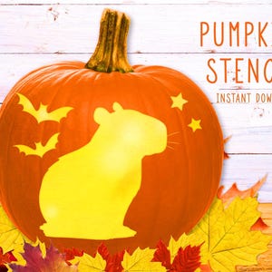 Capybara Pumpkin Stencil, Halloween Animal PRINTABLE Stencil, Cute Jack O' Lantern, Capybara Pumpkin Carving Template, Instant Download