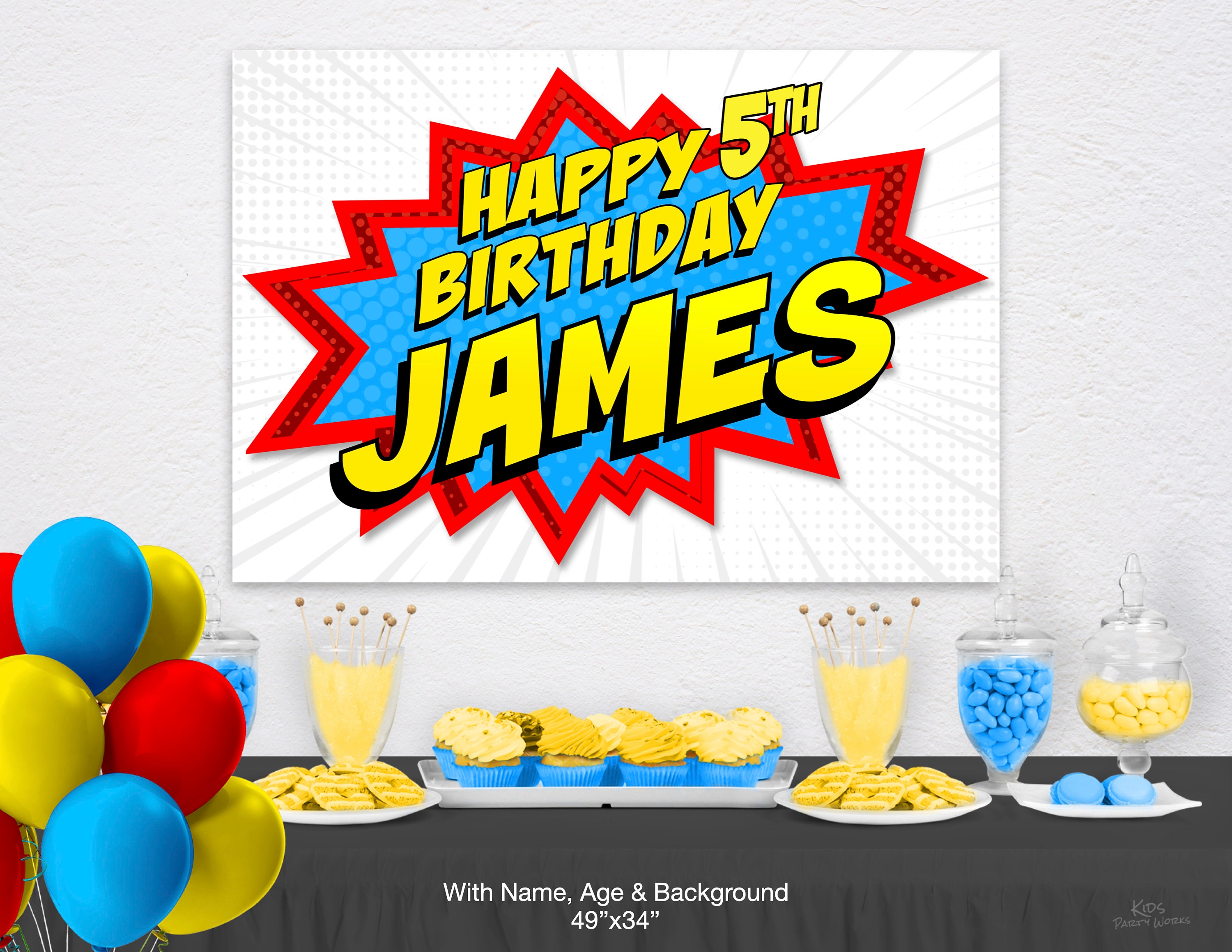 Superhero Birthday Backdrop Superhero Background Party | Etsy