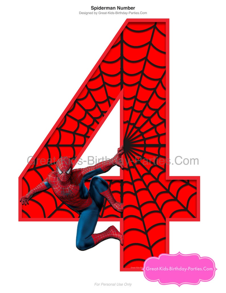 spiderman printable number 4 centerpiece instant download etsy