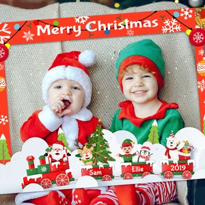 Christmas Photo Booth Frame Personalized, Custom Merry Christmas Frame, Personalized Digital Printable, Holiday Party Supplies, 36x26 inches
