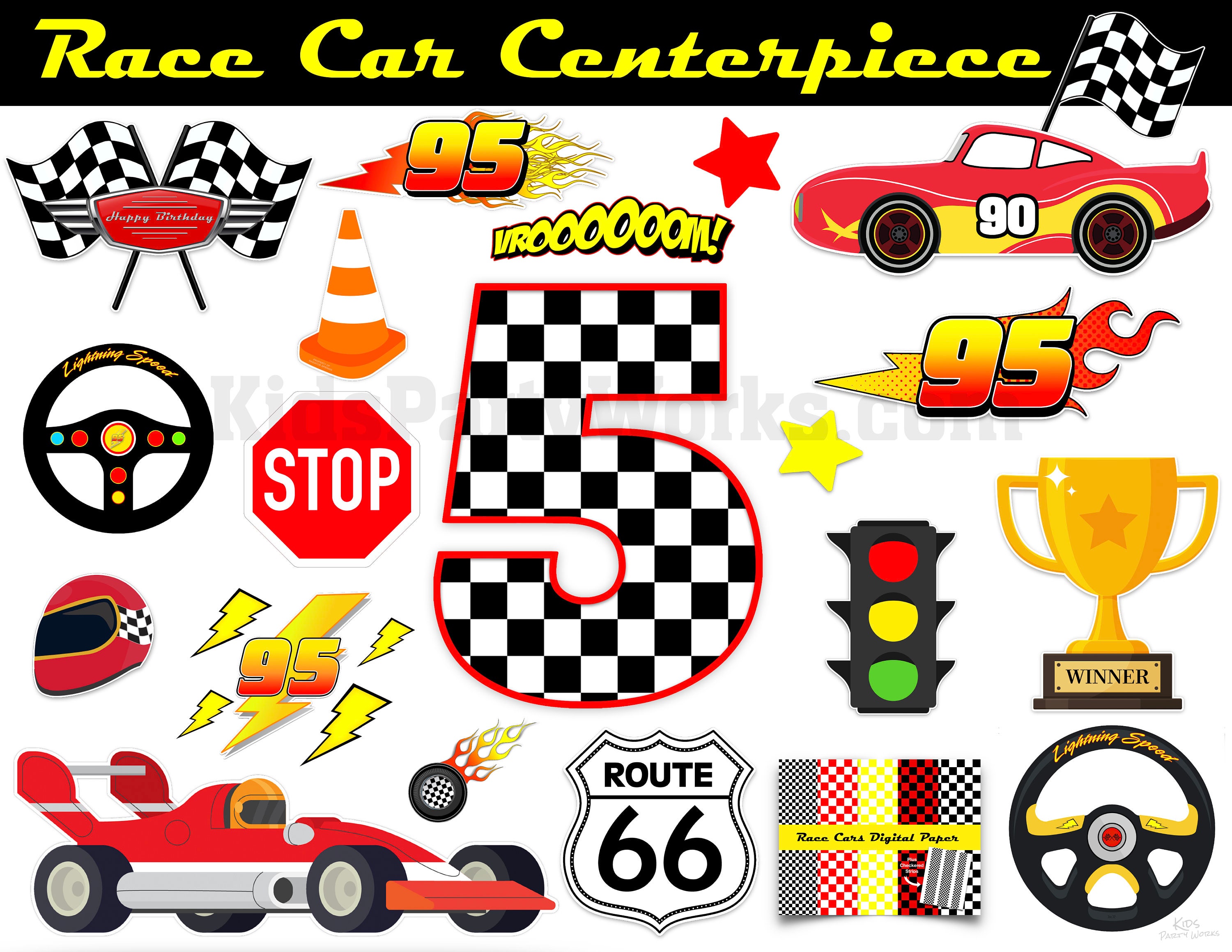 Race Car Centerpiece Racing Number 5 Race Car Birthday - Etsy
