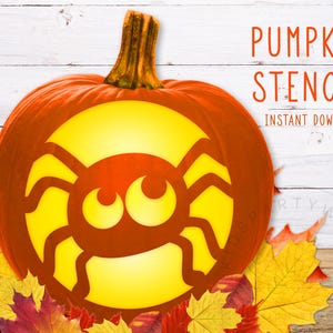 Stencil di zucca ragno, stencil di ragno carino, stencil di zucca di Halloween STAMPABILE, stencil di zucca di Halloween, modello di intaglio di zucca di Halloween