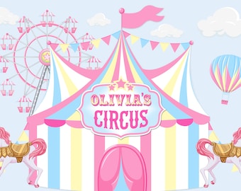Circus Backdrop, Circus Birthday, Circus Party, Carnival Banner, Fun Fair, Big Top, Pink Circus Birthday, Personalized, Digital Printable