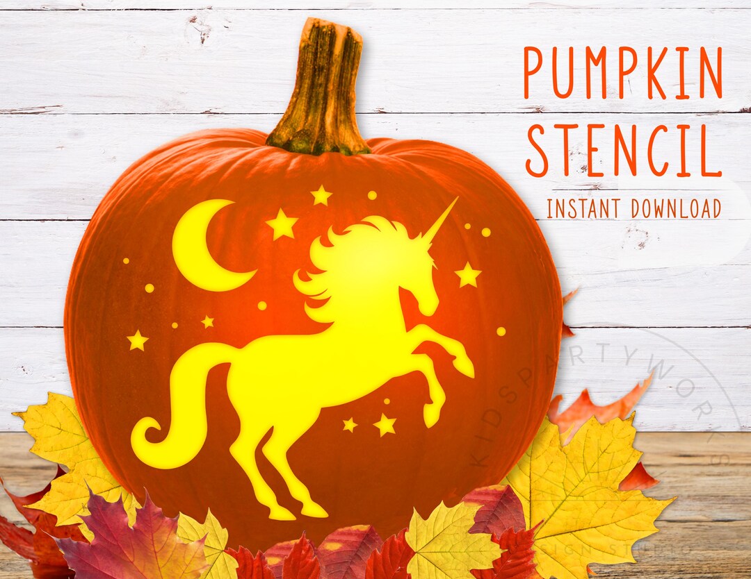 Unicorn Pumpkin Stencil, Unicorn Printable, Pumpkin Stencil, Unicorn ...