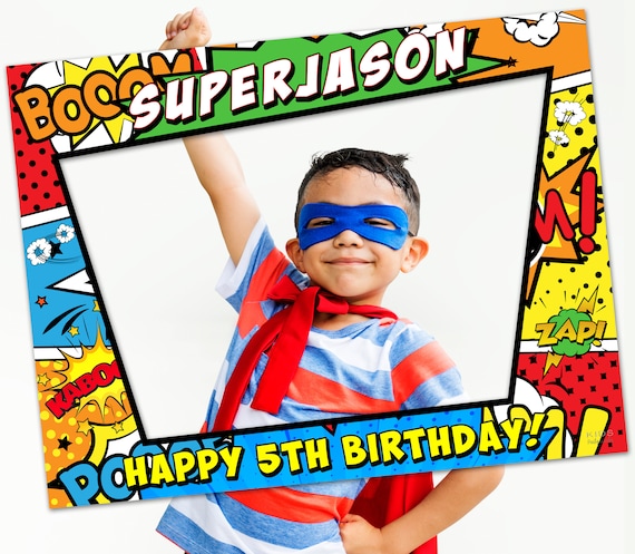 Superhero Photo Booth Frame, Superhero Custom Sign, Superhero, Party Supplies, Birthday Party Decorations, Kids Decorations, Digital Product Il_570xn