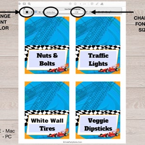 Race Car Food Labels, Racing Birthday Party, Party Supplies, Race Car ...