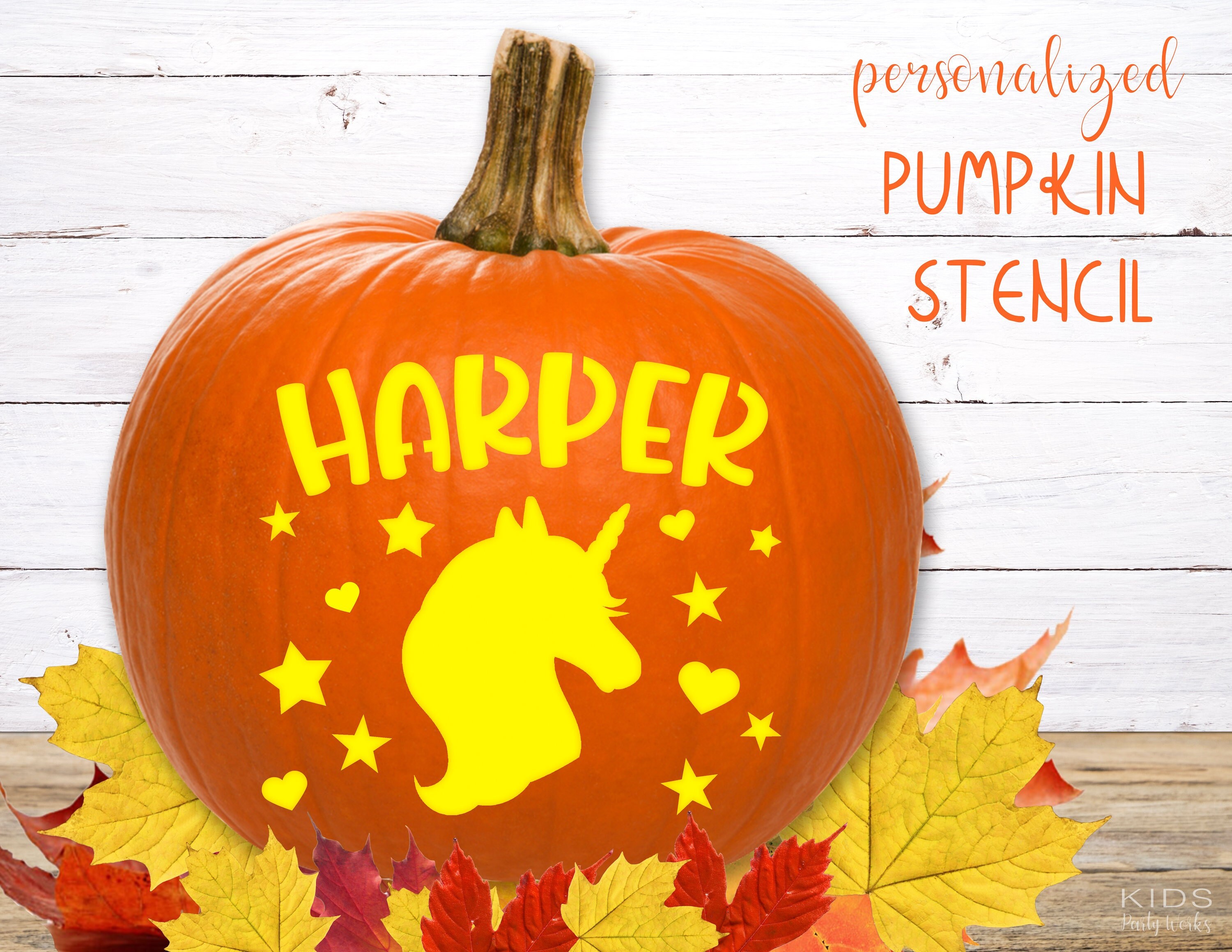 Unicorn Pumpkin Stencil PRINTABLE Name Pumpkin STENCIL Etsy