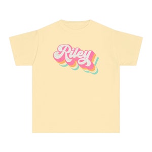 Personalized Shirt for Kids, Retro Groovy Girls Custom Name Youth Tee, Kids Name Shirt Birthday T-Shirt, Comfort Colors Girl Name Gift Butter