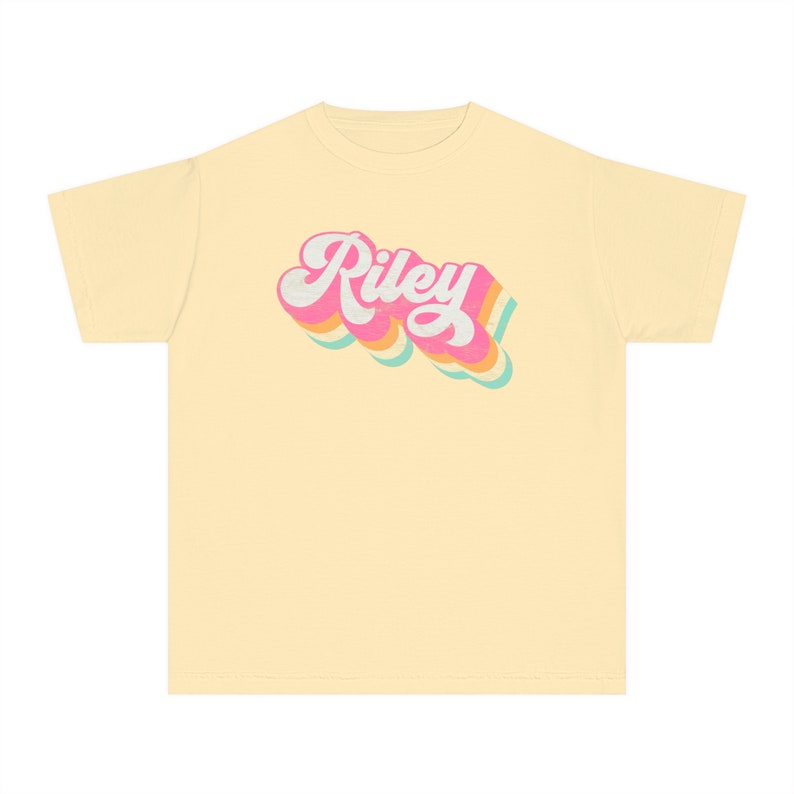 Personalized Shirt for Kids, Retro Groovy Girls Custom Name Youth Tee, Kids Name Shirt Birthday T-Shirt, Comfort Colors Girl Name Gift Butter