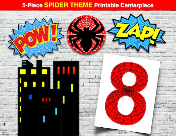 Spider Printable NUMBER 8 Centerpiece, Instant Download, Spider Theme Birthday, Spider Themed Clipart, Spider Party Supplies, Spider Party Il_570xn