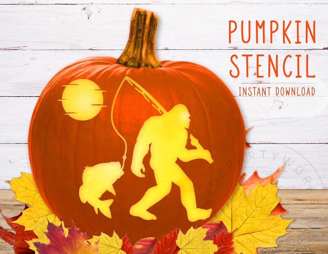bigfoot-pumpkin-stencil-bigfoot-fishing-jack-o-lantern-sasquatch