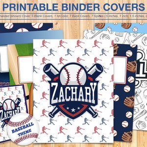 BINDER COVERS Printable - 1 Personalized Binder Cover-Baseball Binder Covers (8.5x11in.)-Binder Covers-School Binder Covers-Instant Download