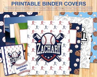 BINDER COVERS Printable - 1 Personalized Binder Cover-Baseball Binder Covers (8.5x11in.)-Binder Covers-School Binder Covers-Instant Download