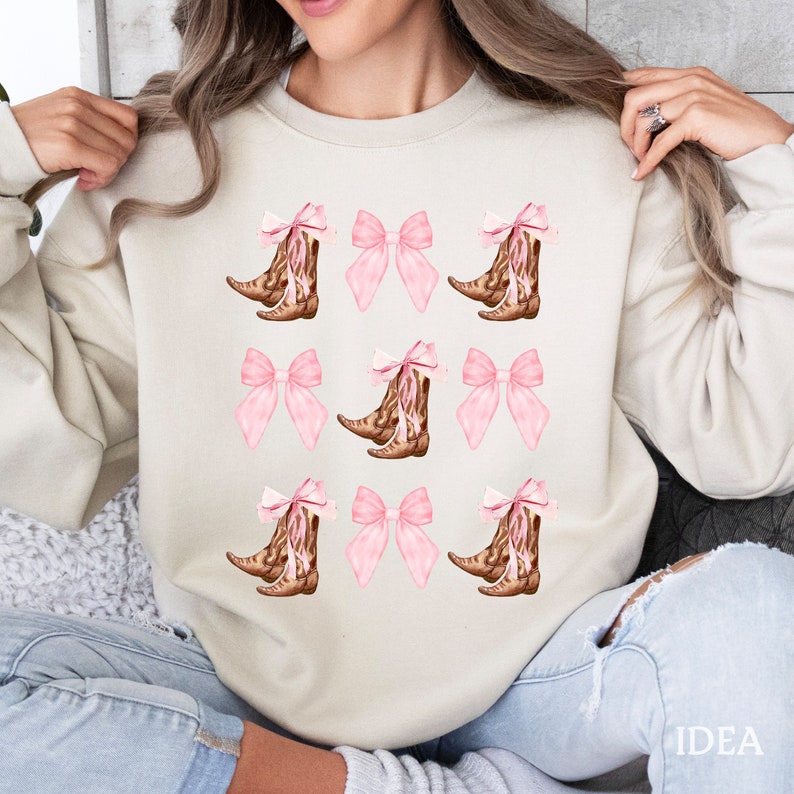 Coquette PNG, Cowgirl Boots PNG, Pink Bows Png, Cowboy, Easter PNG, Easter Shirt Sublimation, Aesthetic, Trendy, Coquette Girlie Girl image 3