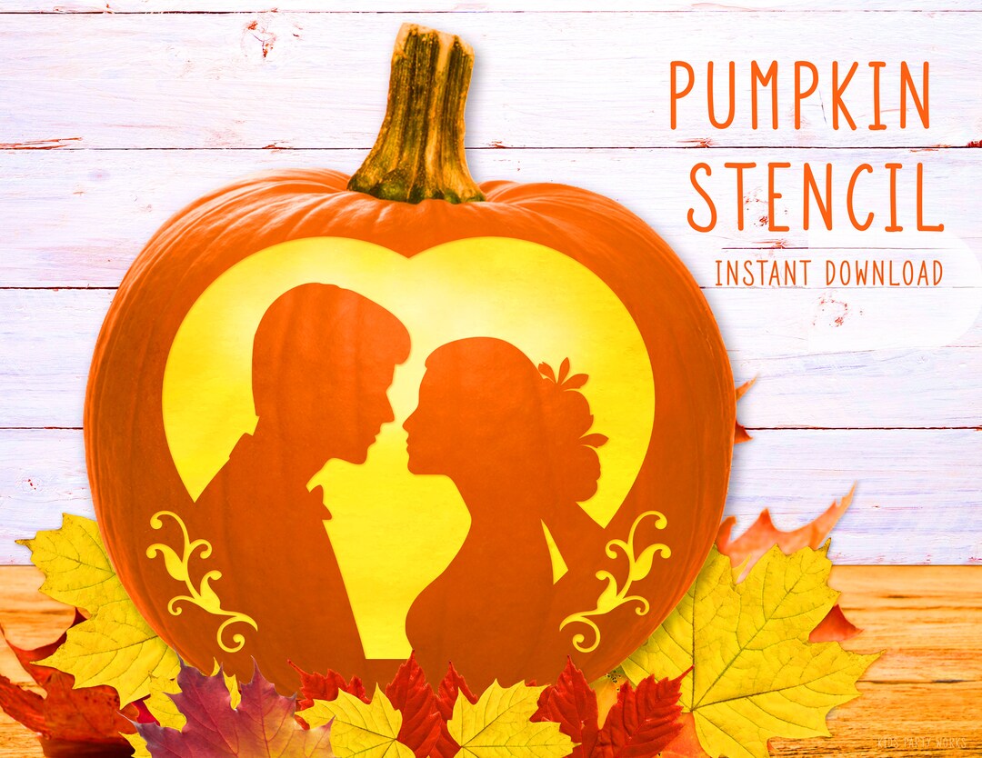 bride-groom-pumpkin-stencil-wedding-couple-printable-stencil-etsy