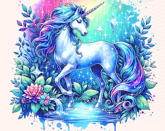 Sparkle Magische Einhorn Fantasie PNG Sublimationsdesign, Einhorn Digitaler Download Png, Magisches Aquarell Einhorn Png, Instant NUR DIGITAL