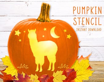 Alpaca Pumpkin Stencil, Halloween Pumpkin Carving Template, Printable Stencil, Jack O' Lantern, Alpaca Stencil, Alpaca Stencil Digital Only