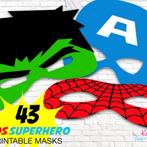 Superhero Masks-Superhero Birthday-Superhero Photo Booth Props-Party-Superhero Printable Masks-Printable-Superhero Mask-Superhero Topper-Kid image 3