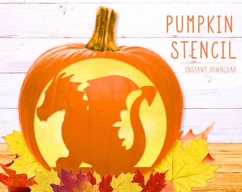 Dragon Pumpkin Stencil, Printable Pumpkin Stencil, Jack O' Lantern, Kids Pumpkin Carving Stencil, Dragon Stencil, Template, Instant Download