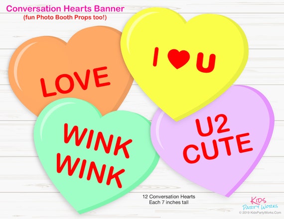 Valentines Conversation Hearts Banner Conversation Hearts Garland
