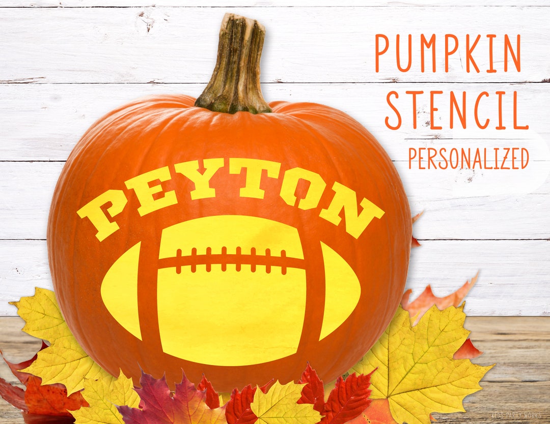 Football Pumpkin Stencil Football Stencil Printable Pumpkin Etsy