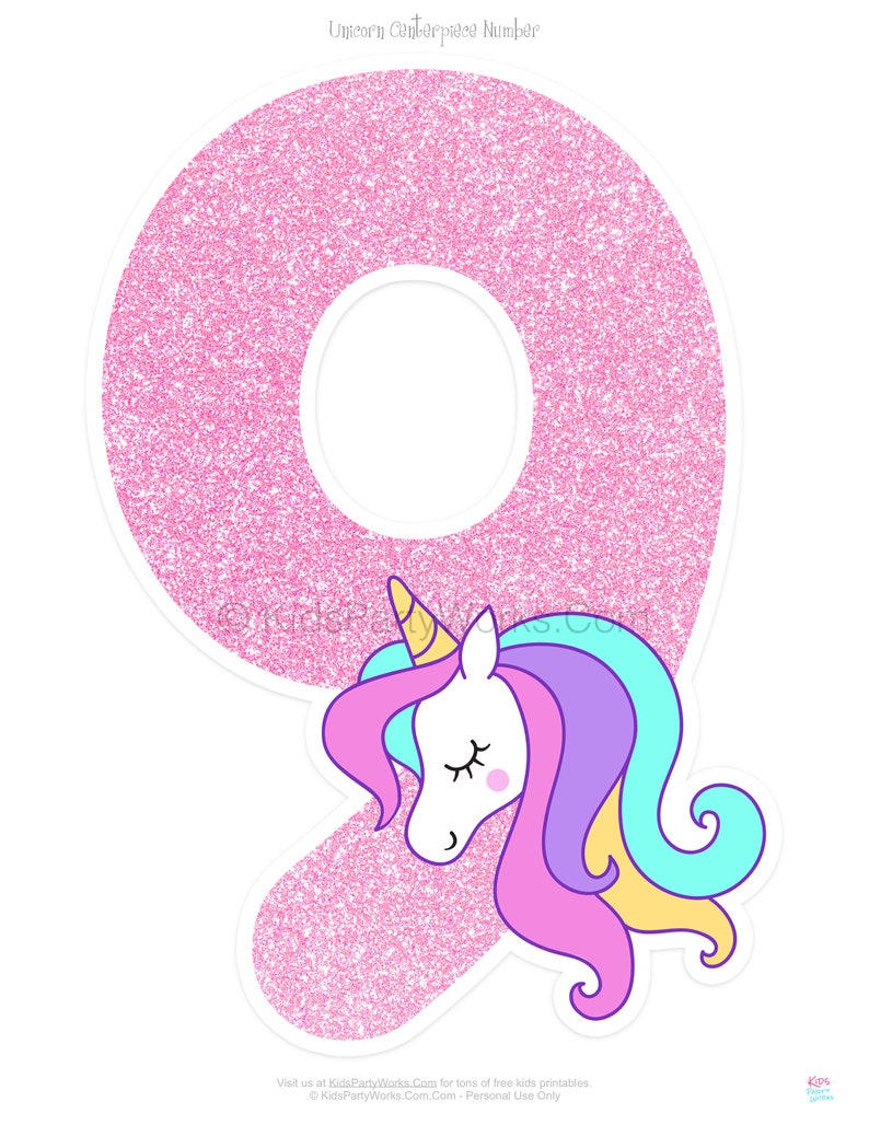 Printable Unicorn Centerpiece Number 9 Unicorn Birthday - Etsy
