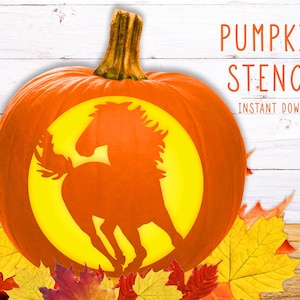 Horse Pumpkin Stencil, PRINTABLE Pumpkin Stencil, Jack O&#39; Lantern, Pumpkin Carving Stencil, Horse Pumpkin Template, Instant Download