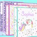 Printable BINDER Covers-unicorn Theme Set of 6 Kids SCHOOL Binder ...