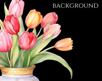 Flowers Clipart, Watercolor Flower Clipart, Watercolor Flowers Clipart Png, Flowers Bouquet Clipart, Watercolor Flower Png, Tulips Clipart