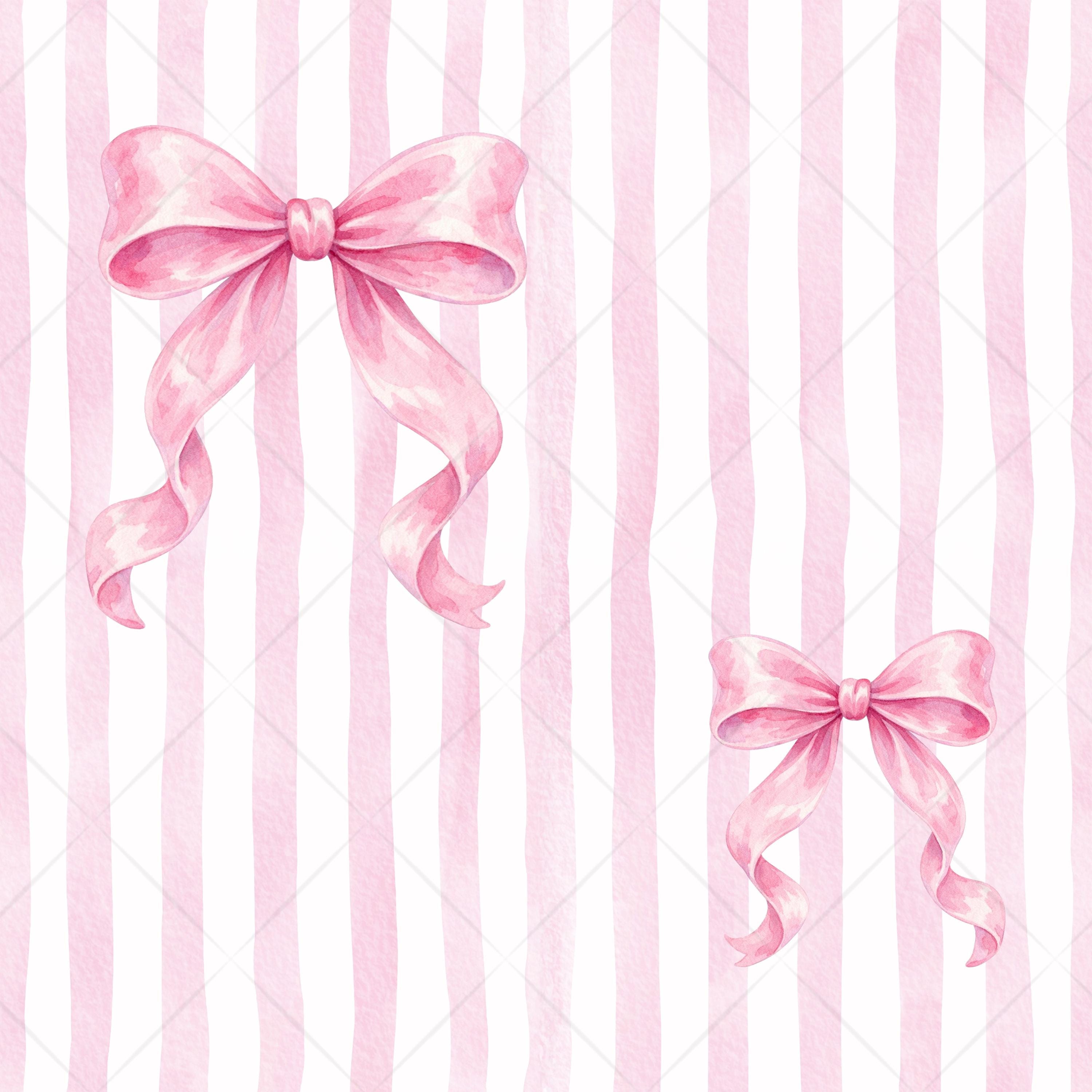 Watercolor Pink Bow Seamless Pattern JPG Coquette Striped Pattern ...