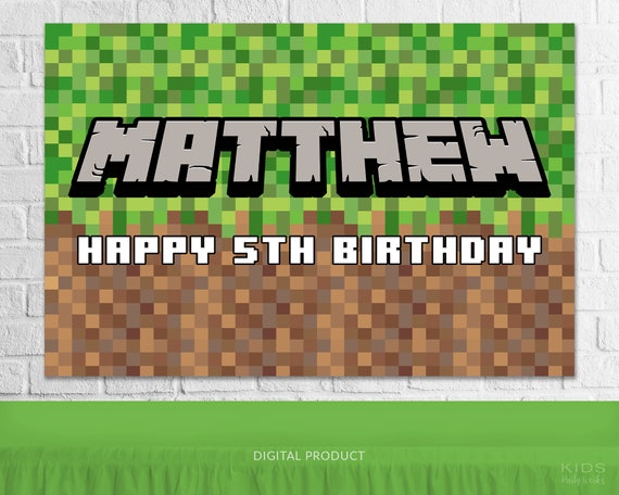 Pixel World Backdrop, Gamer Birthday Backdrop, Gamer Sign, Video Game Party, Party Backdrop, Custom Printable Digital Backdrop, Game Sign Il_570xn