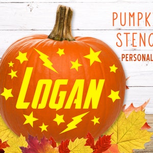 PRINTABLE Superhero Name Pumpkin Stencil Personalized - Etsy