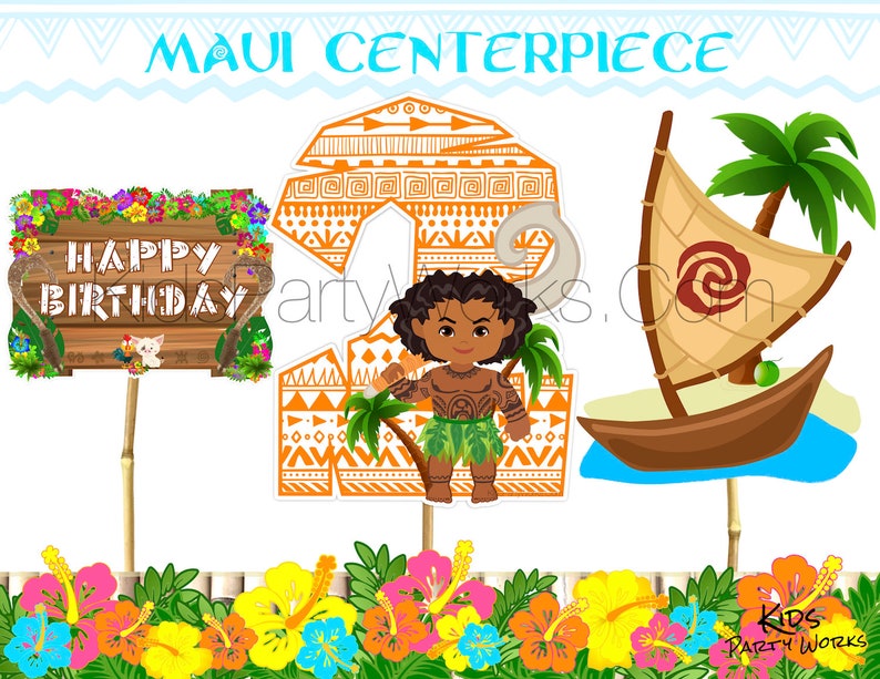 MOANA MAUI PARTYMaui CenterpieceMaui Party SuppliesMoana Etsy