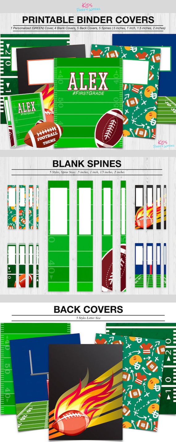 PRINTABLE BINDER COVERS-1 Personalized Binder Cover-football Binder Covers  8.5x11in.binder Covers-school Binder Covers-instant Download -  Canada