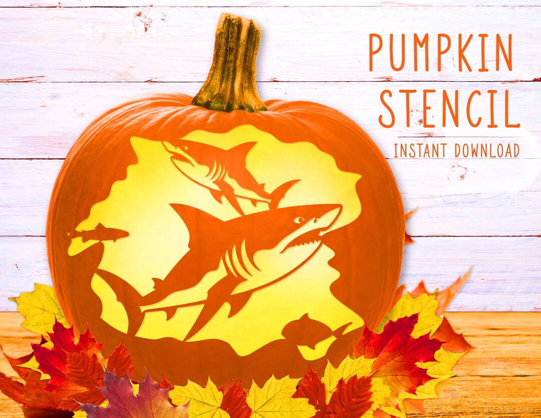 5 Shark Pumpkin Stencil Printables Mom Wife Busy Life 