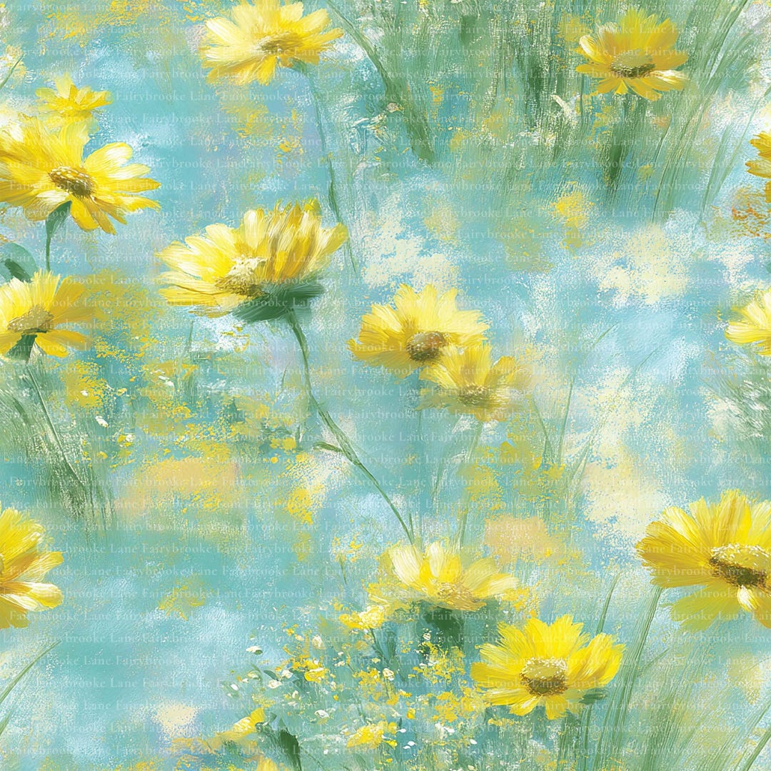 Sunflower Seamless Pattern, Watercolor Floral Digital Paper, Yellow ...