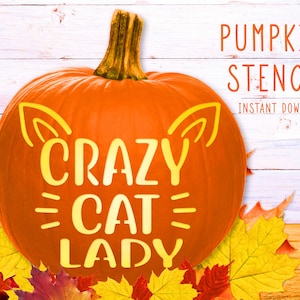 Crazy Cat Lady Pumpkin Stencil, Cat PRINTABLE Pumpkin Stencil, Jack O&#39; Lantern, Pumpkin Carving Stencil, Halloween Pumpkin Stencil, Digital
