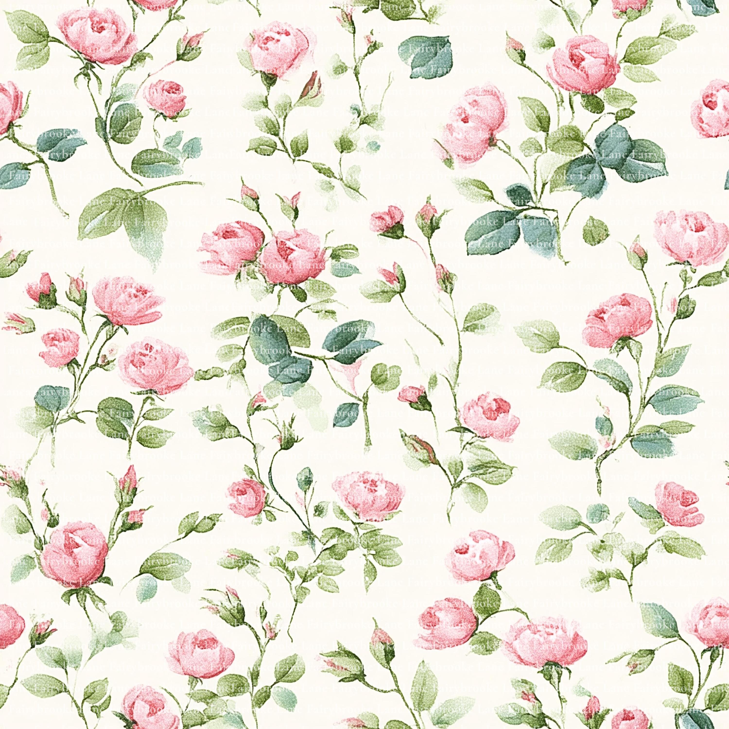 Pink Rose Seamless Pattern, Spring Flowers Digital Paper JPG ...