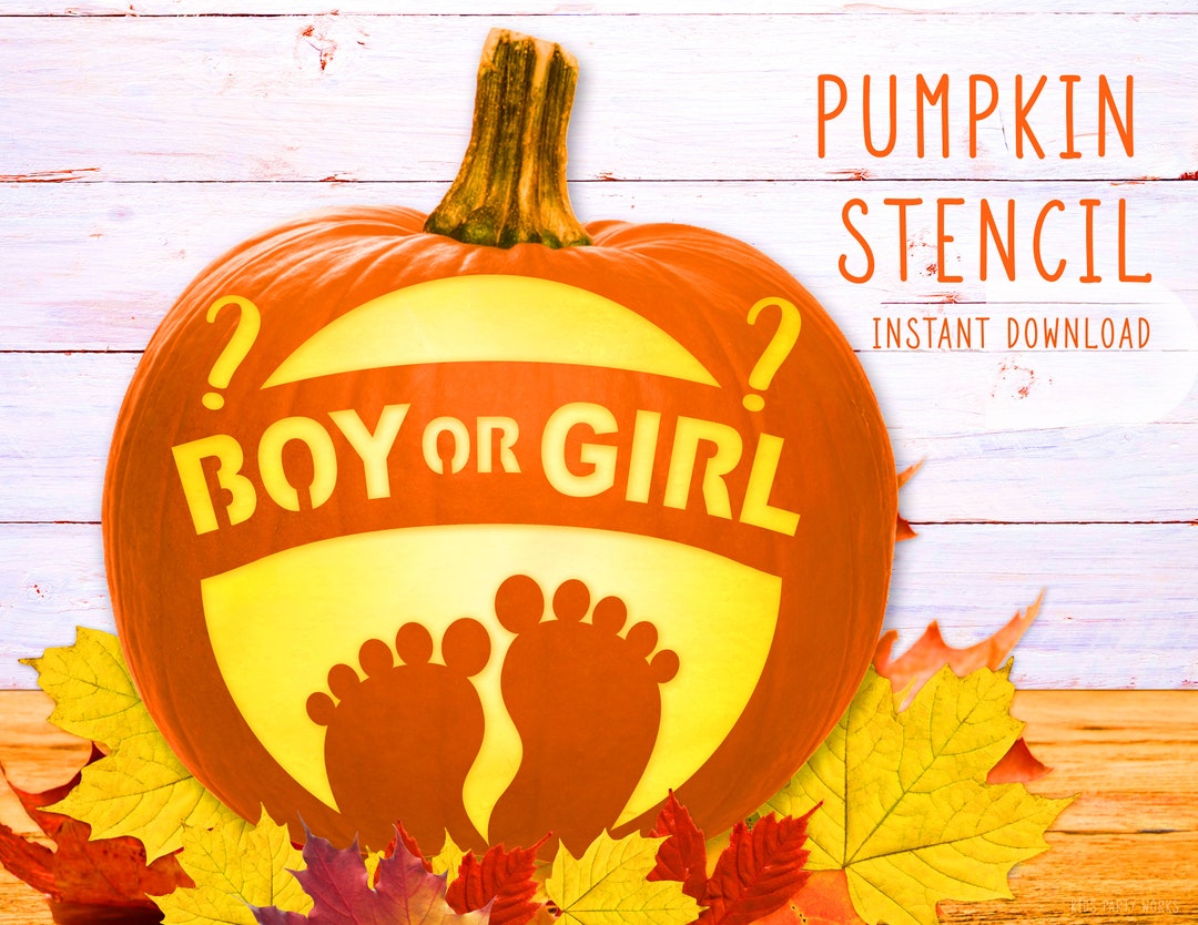 Boy Or Girl Pumpkin Stencil Baby Reveal Baby On The Way Pumpkin Boy Or Girl Pumpkin Stencil Baby Reveal Baby On The Way Pumpkin