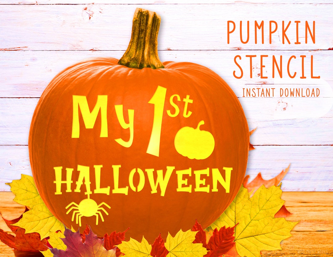 My First Halloween Stencil Baby s 1st Pumpkin First Etsy My First Halloween Stencil Baby s 1st Pumpkin First Etsy