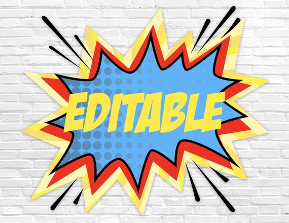 Superhero Word Bubble, Speech Bubble, Superhero Sign, Superhero Party, Superhero Decorations, Superhero Birthday, Editable Comic Bubble Il_570xn