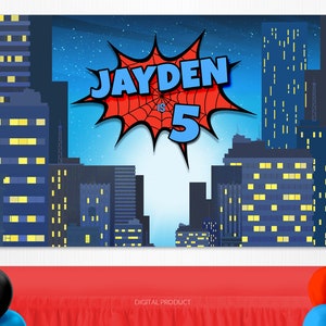 Superhero Backdrop | Superhero Party Supplies | Personalized Birthday Banner | Birthday Backdrop | Party Decorations | Printable Backdrop